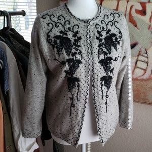 Grey cashmere beaded sweater